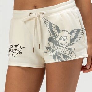 ED HARDY Sacred Heart Women’s Shorts - Size L - ivory
